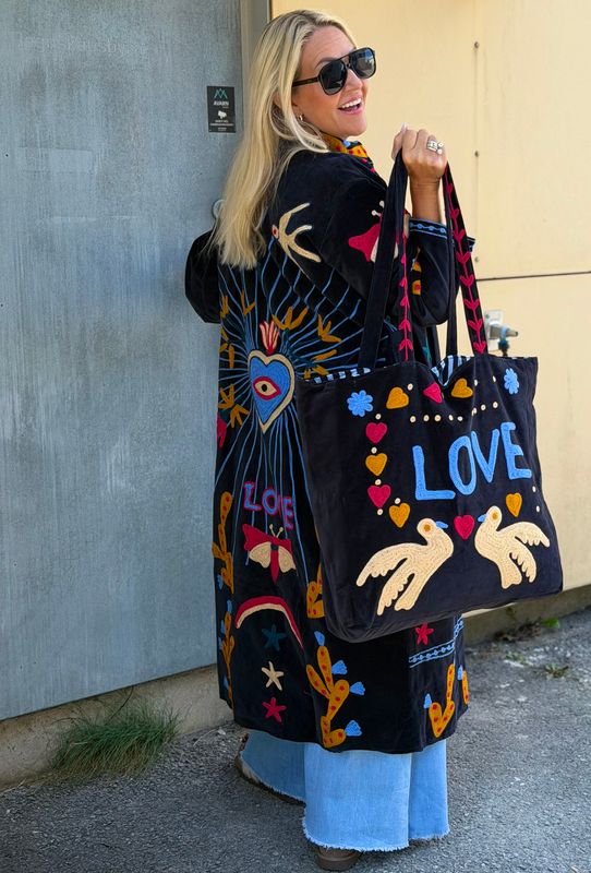 Suzani Velvet Long Kimono Qnuz