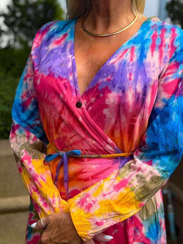 Tie Dye Wrap Dress