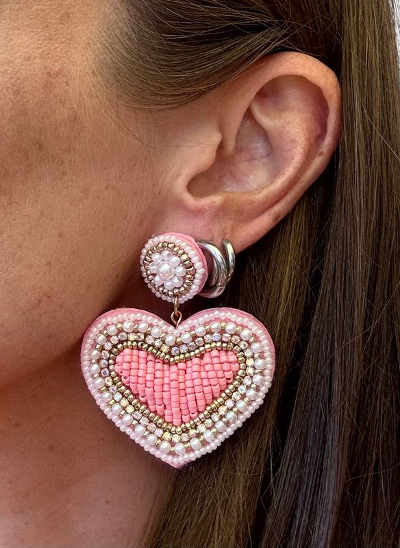 Pearl Heart Earrings