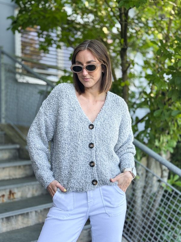Button Bouclé Cardigan