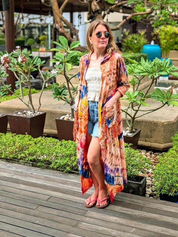 Tie Dye Fringe Kimono