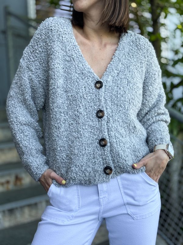 Button Bouclé Cardigan
