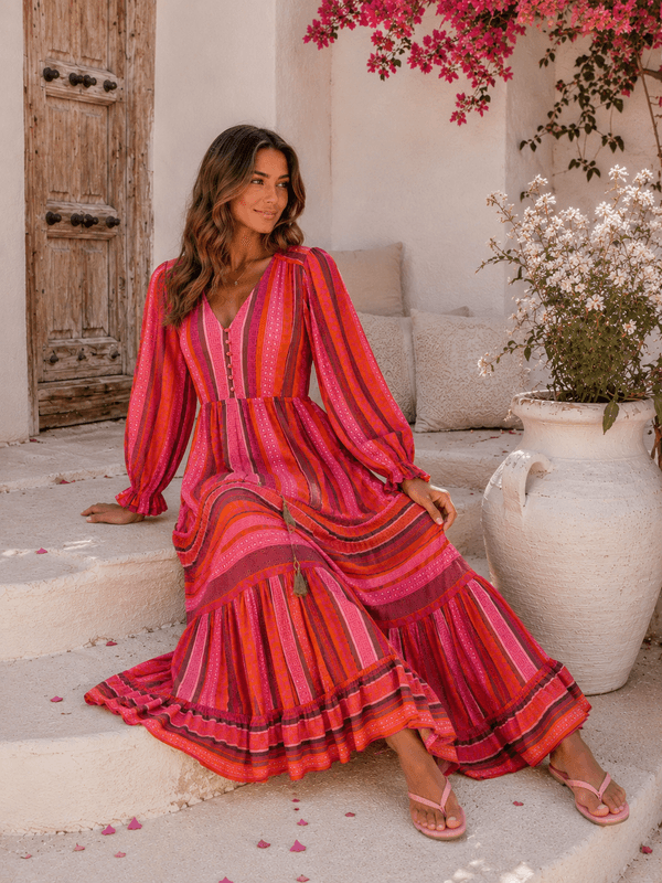 Gina Stripe Dress w/tassels  Last Queen 