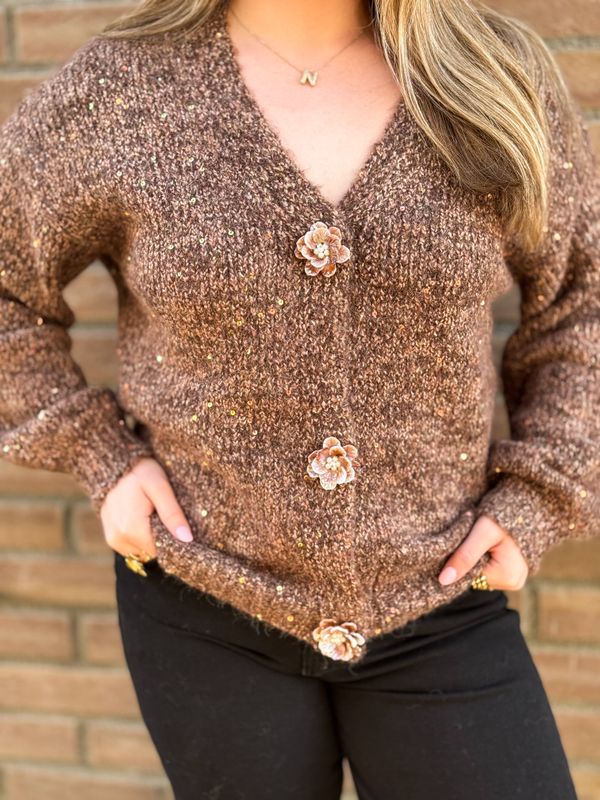 Sequin Flower Cardigan