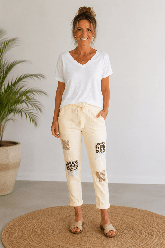 Leopard Patch Stretchy Pant