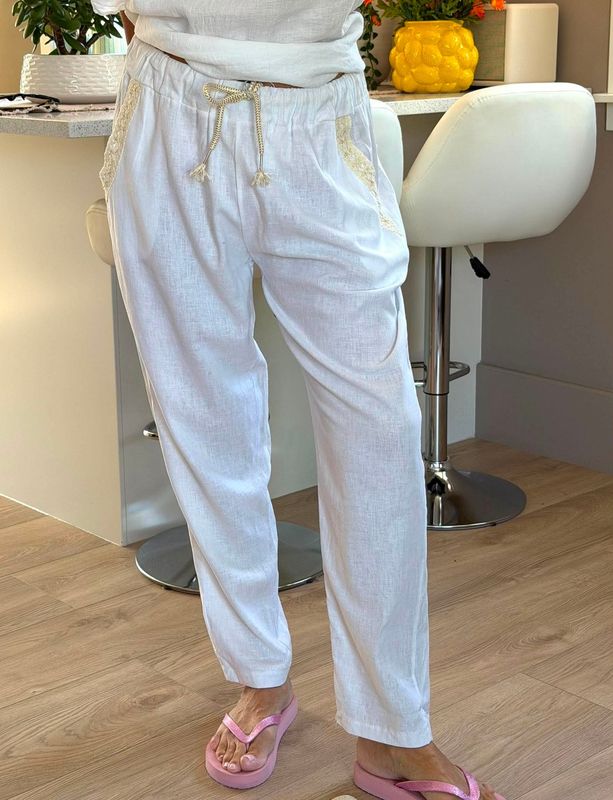Linen Mix Shiny Pant