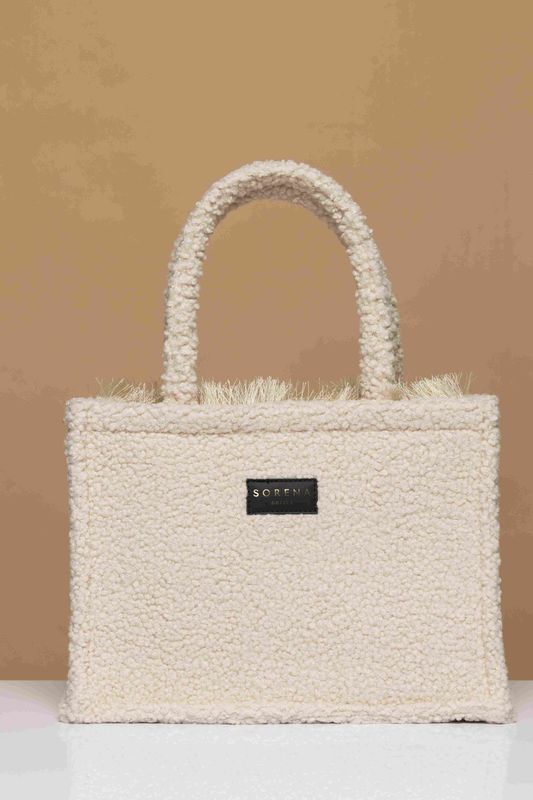 Beige Teddy Medium Tote Bag Sorena