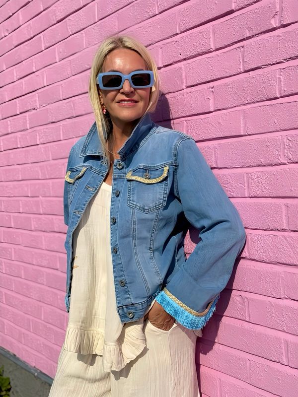 Denim Fringe Jacket Pho Firenze