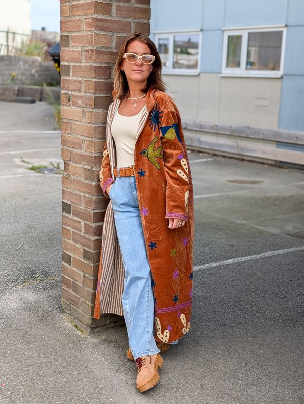 Suzani Velvet Long Kimono Qnuz