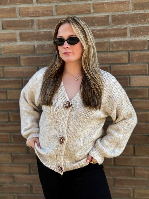 Sequin Flower Cardigan