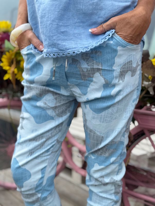 Blue Camo Stretchy Pant
