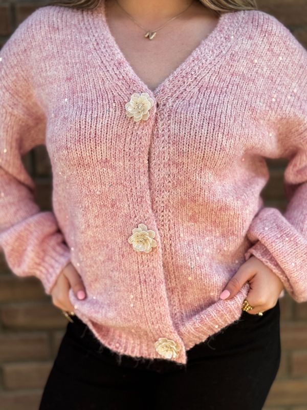 Sequin Flower Cardigan