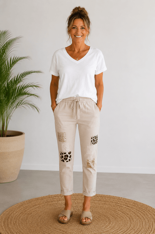 Leopard Patch Stretchy Pant