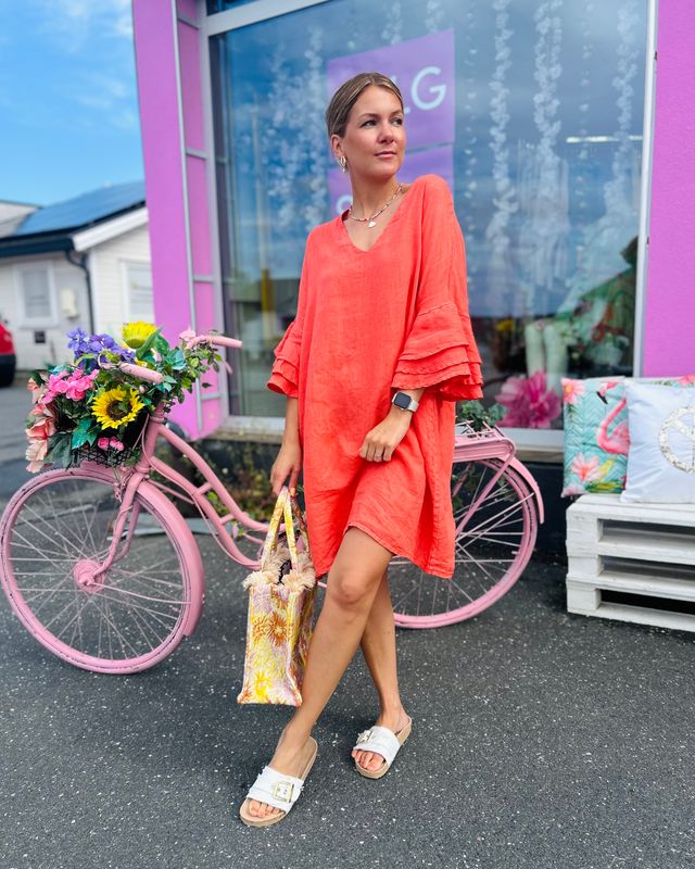 Ruffle Linen Dress