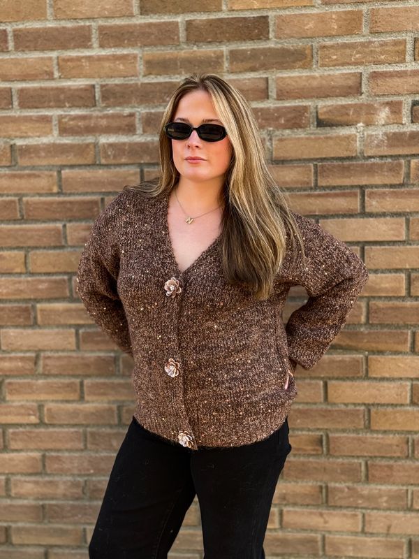 Sequin Flower Cardigan