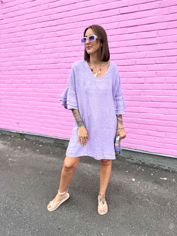 Ruffle Linen Dress