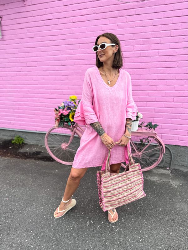 Ruffle Linen Dress