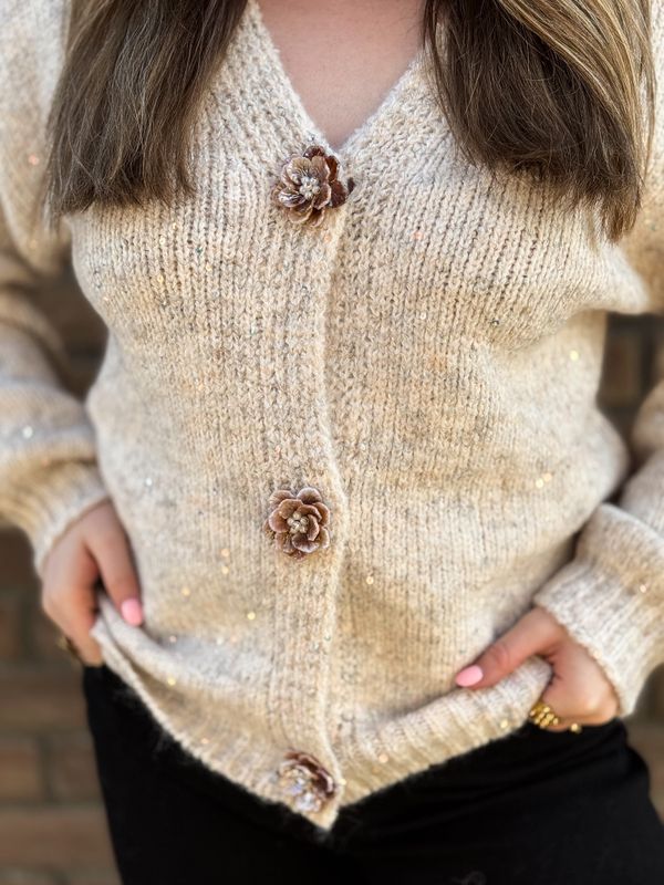 Sequin Flower Cardigan