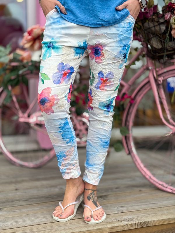 Shiny Flower Stretchy Pant