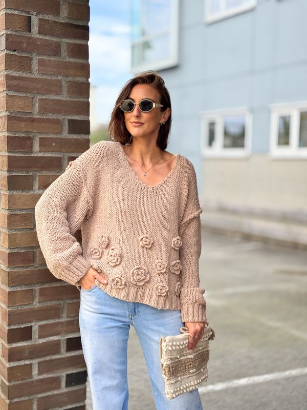 Boho Flower Knit Sweater