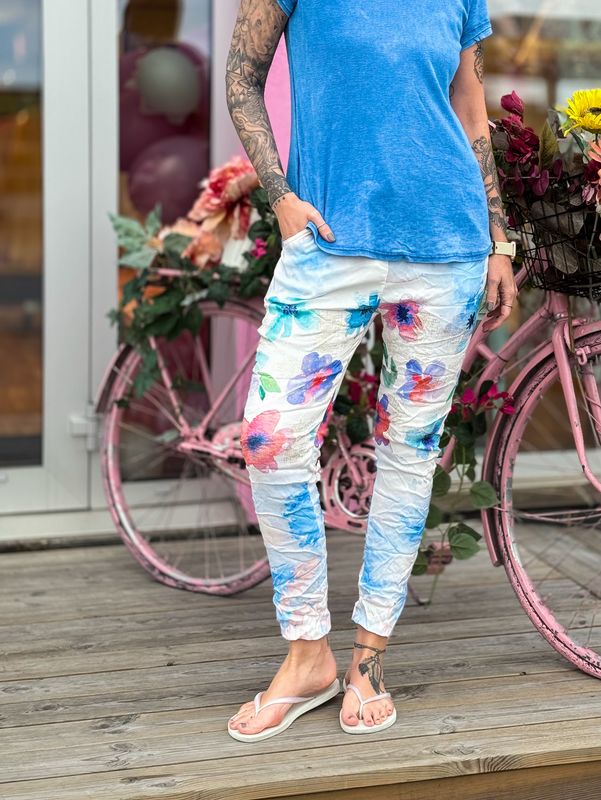 Shiny Flower Stretchy Pant