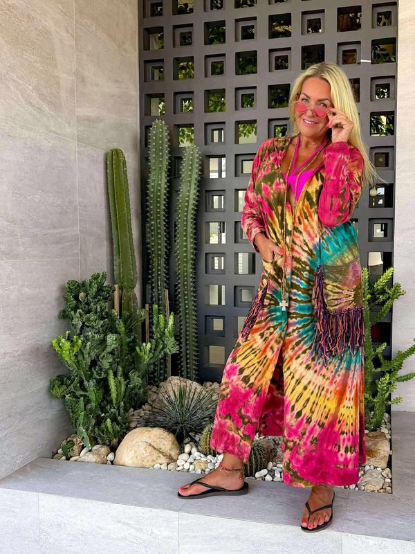 Tie Dye Fringe Kimono