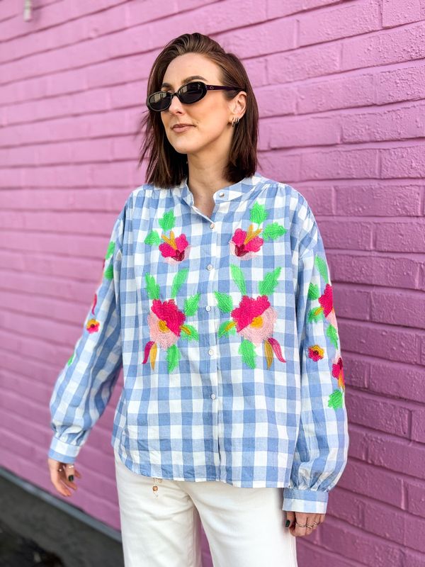 Boheme Checkered Blouse Qnuz