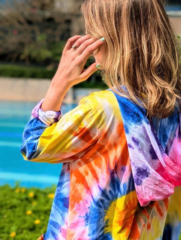 Tie Dye Fringe Kimono